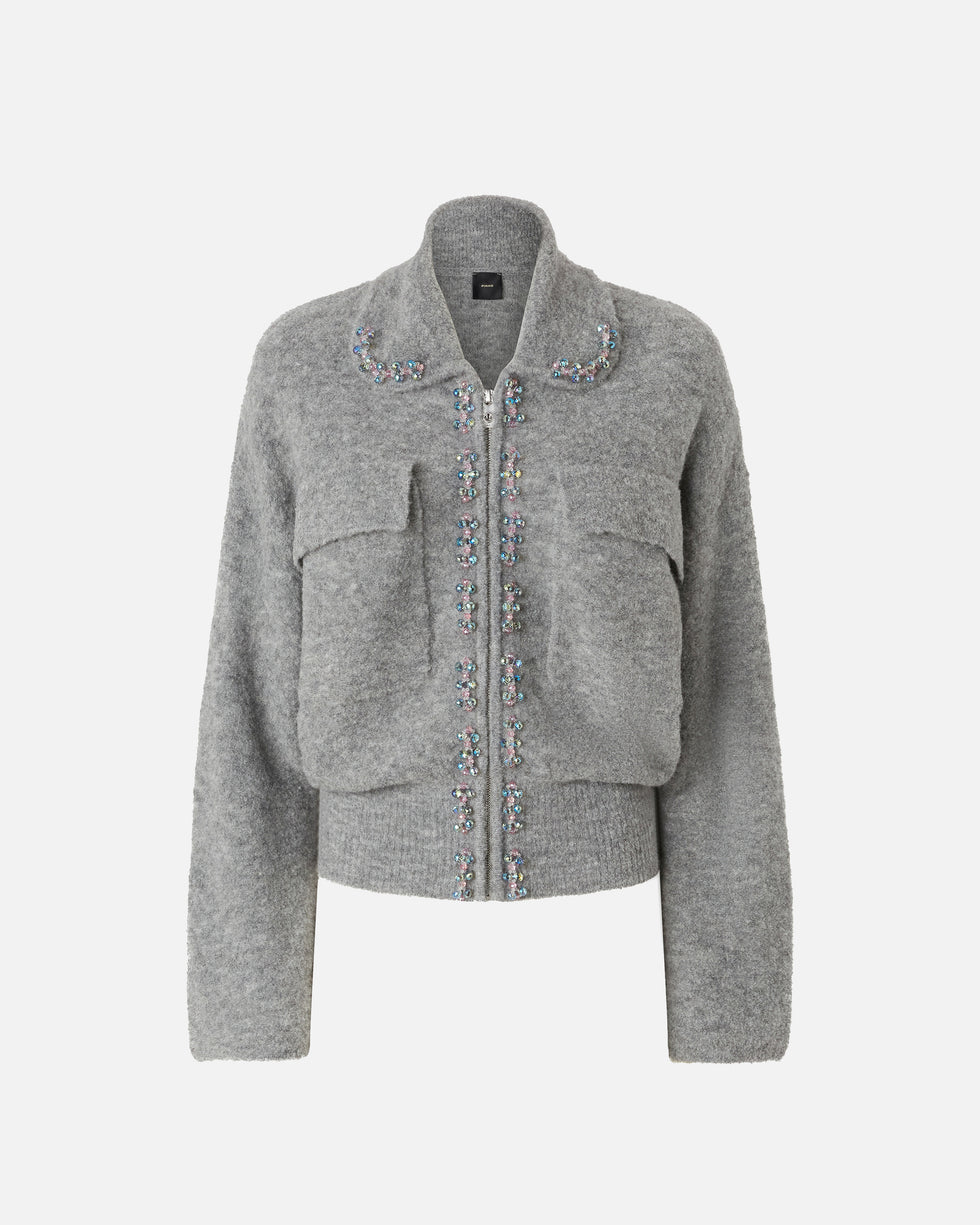 Jacke aus einem Wollmix mit Schmuckstickerei