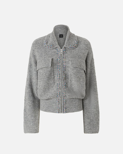 Jacke aus einem Wollmix mit Schmuckstickerei