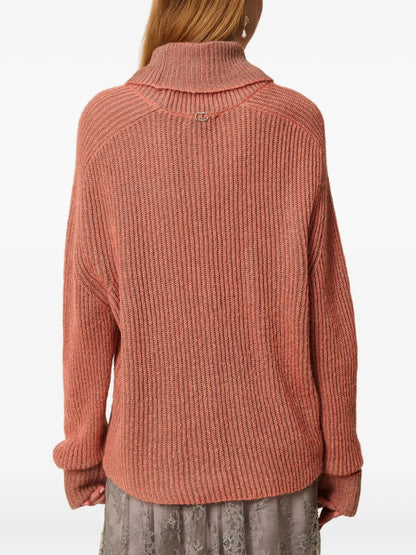 Rollkragenpullover mit Vanisé-Muster aus Wollmischung