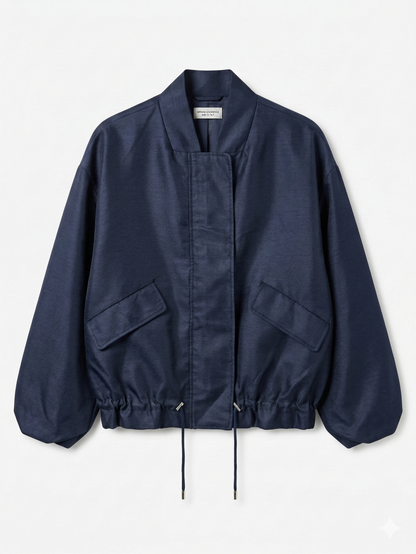 Midnight Silk Shantung Blouson