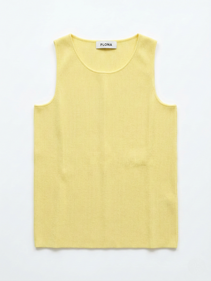 Lemon Sorbet Ribbed Cashmere Top