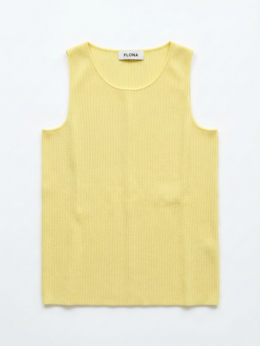 Lemon Sorbet Ribbed Cashmere Top