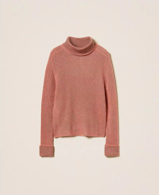 Rollkragenpullover mit Vanisé-Muster aus Wollmischung